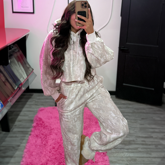 Light Camo Crop Hoodie & Joggers