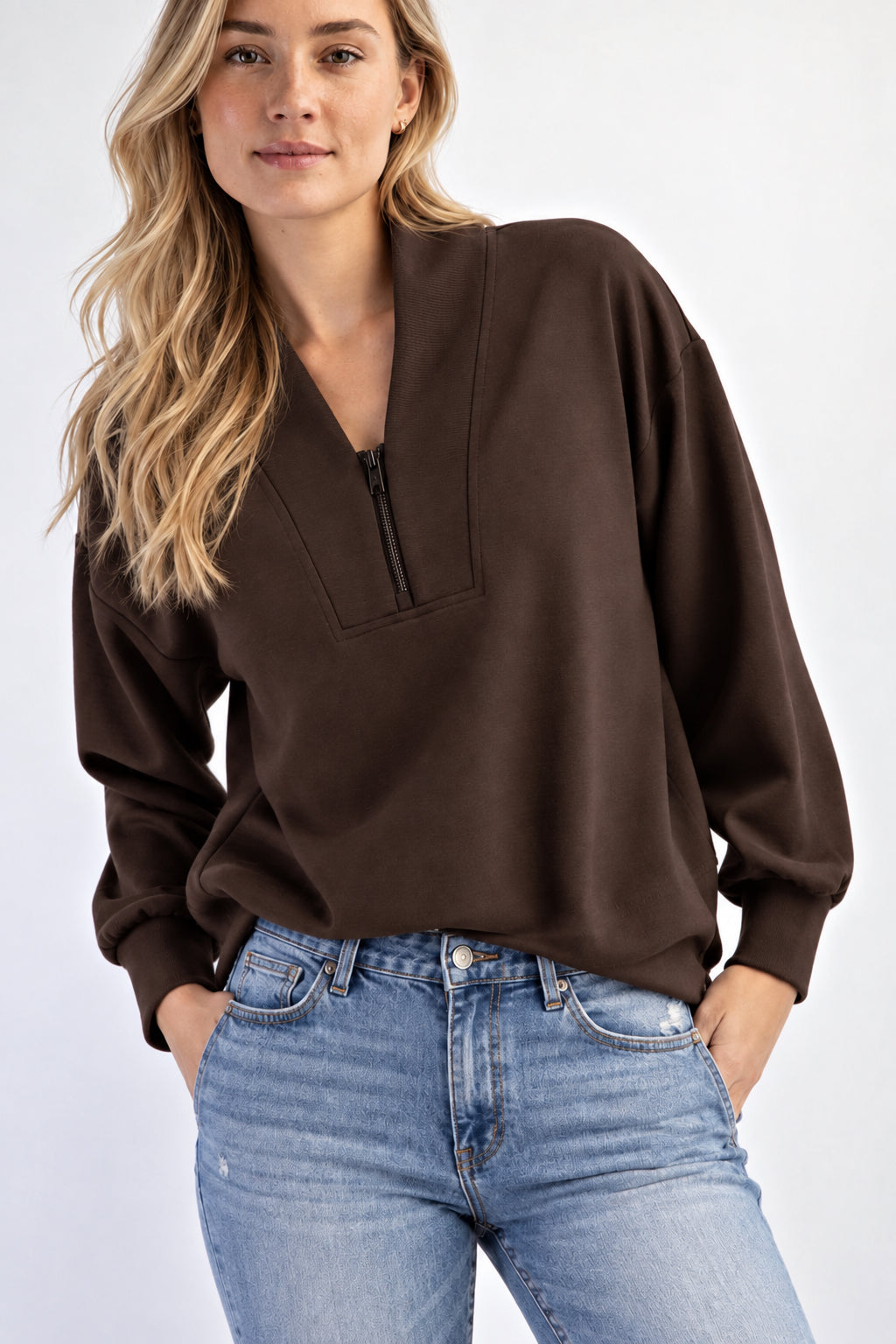 Espresso quarter zip pull over set