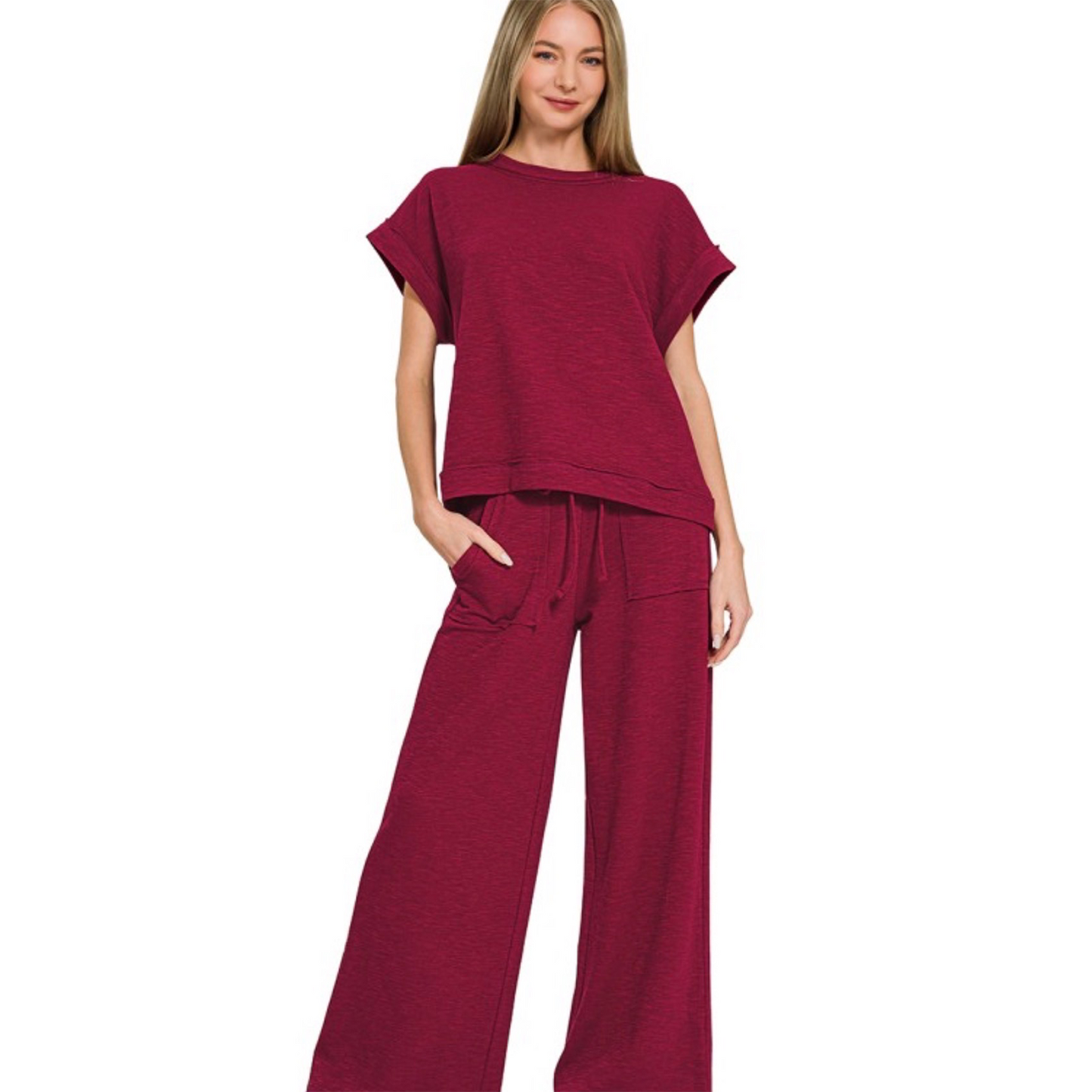 Slub Short Sleeve and Long Pants Set