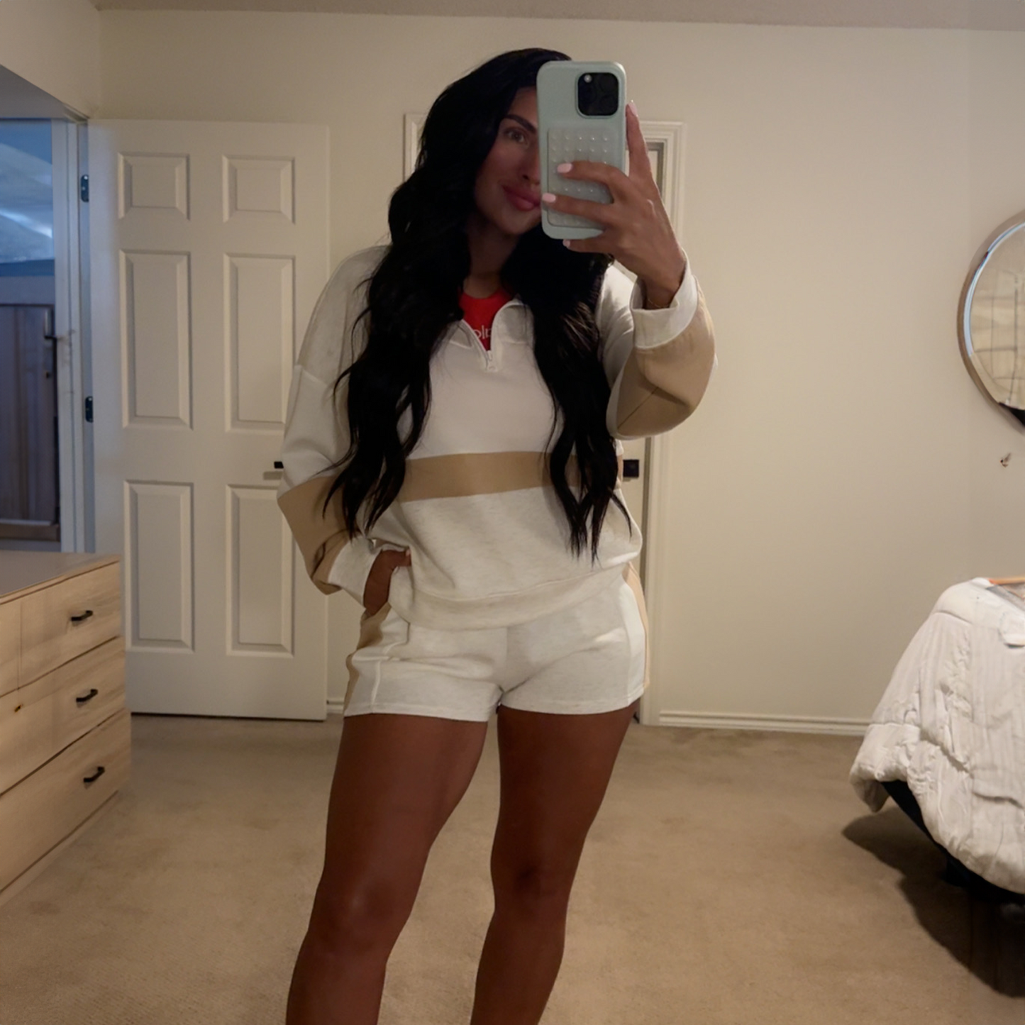 Butter Soft Tan Striped SHORTS