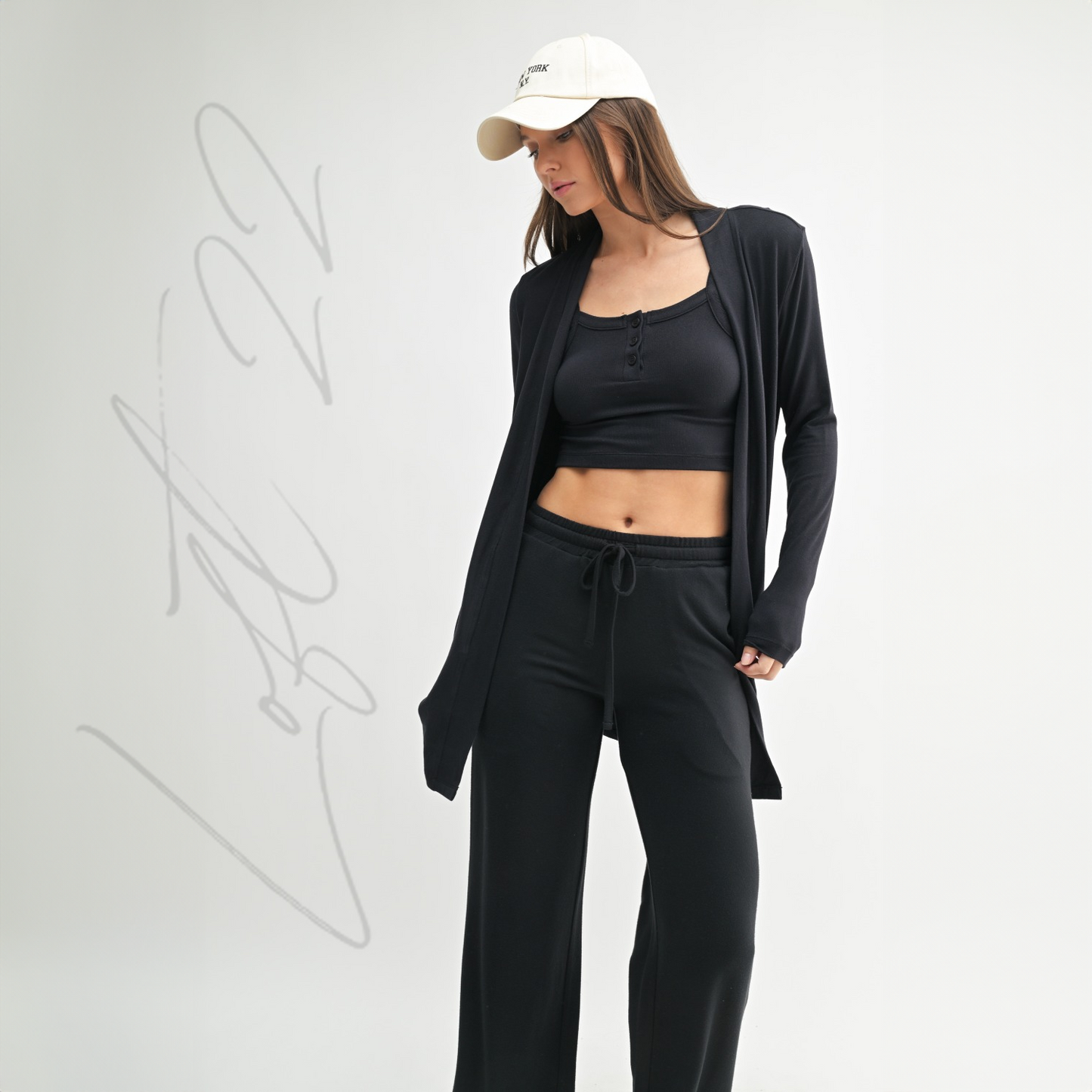 Brushed Hacci Open Cardigan