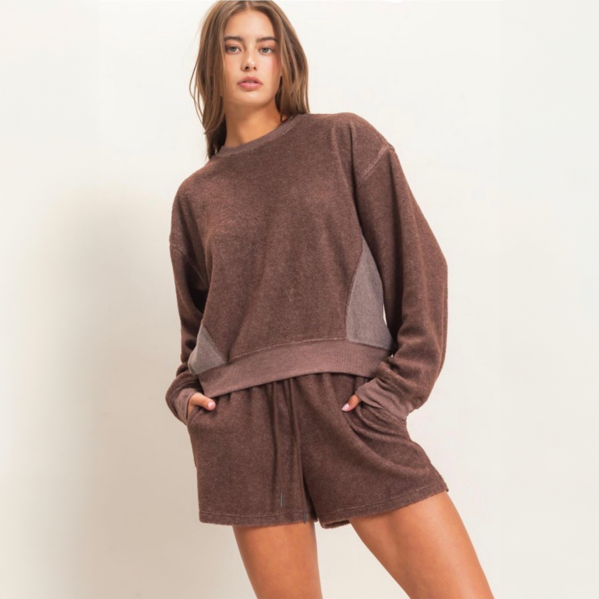 Contrast Sweater and Short Set