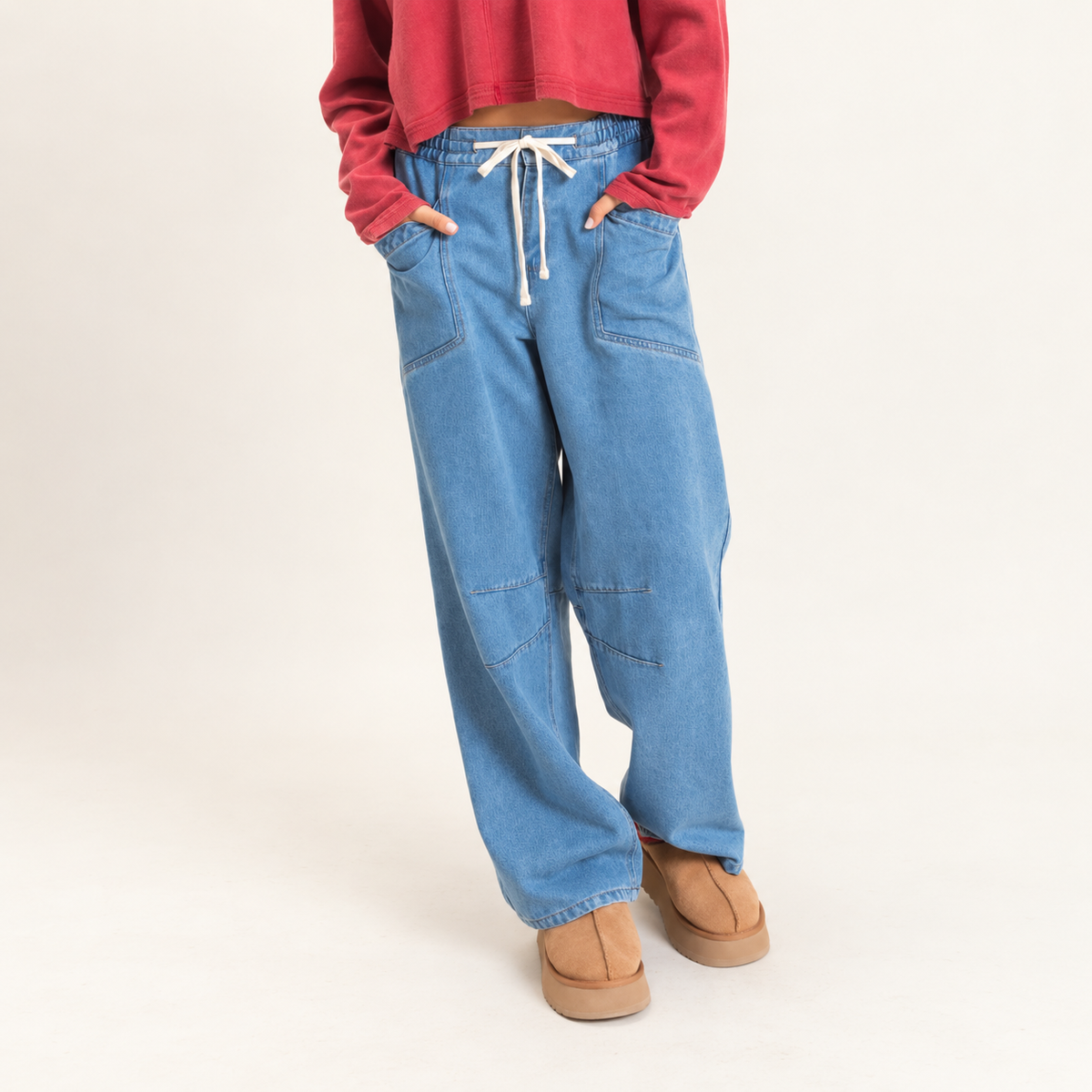 Drawstring Denim Pants
