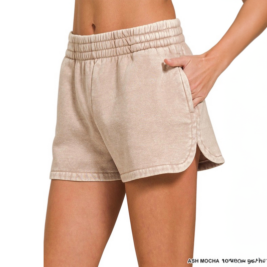 Acid Wash Elastic Shorts