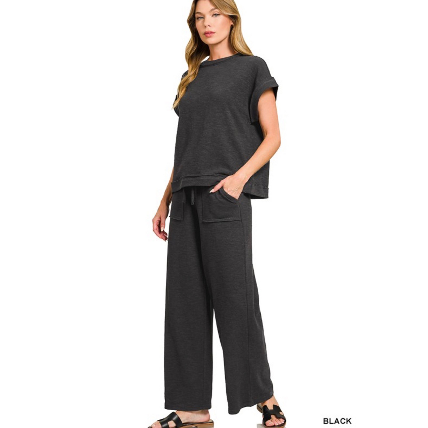 Slub Short Sleeve and Long Pants Set
