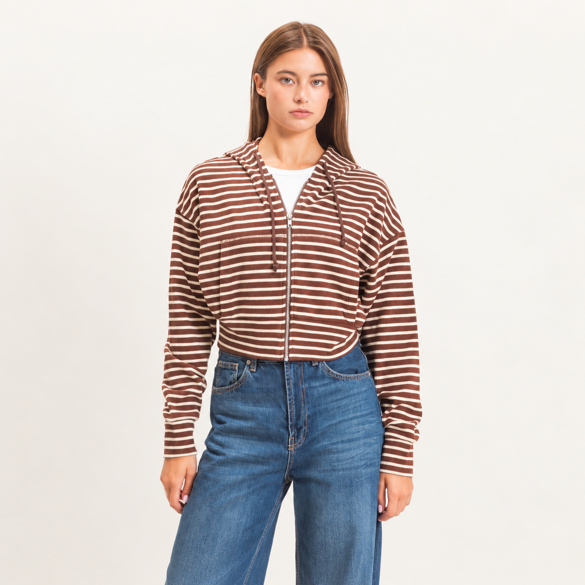 Striped Zip Up Hoodie