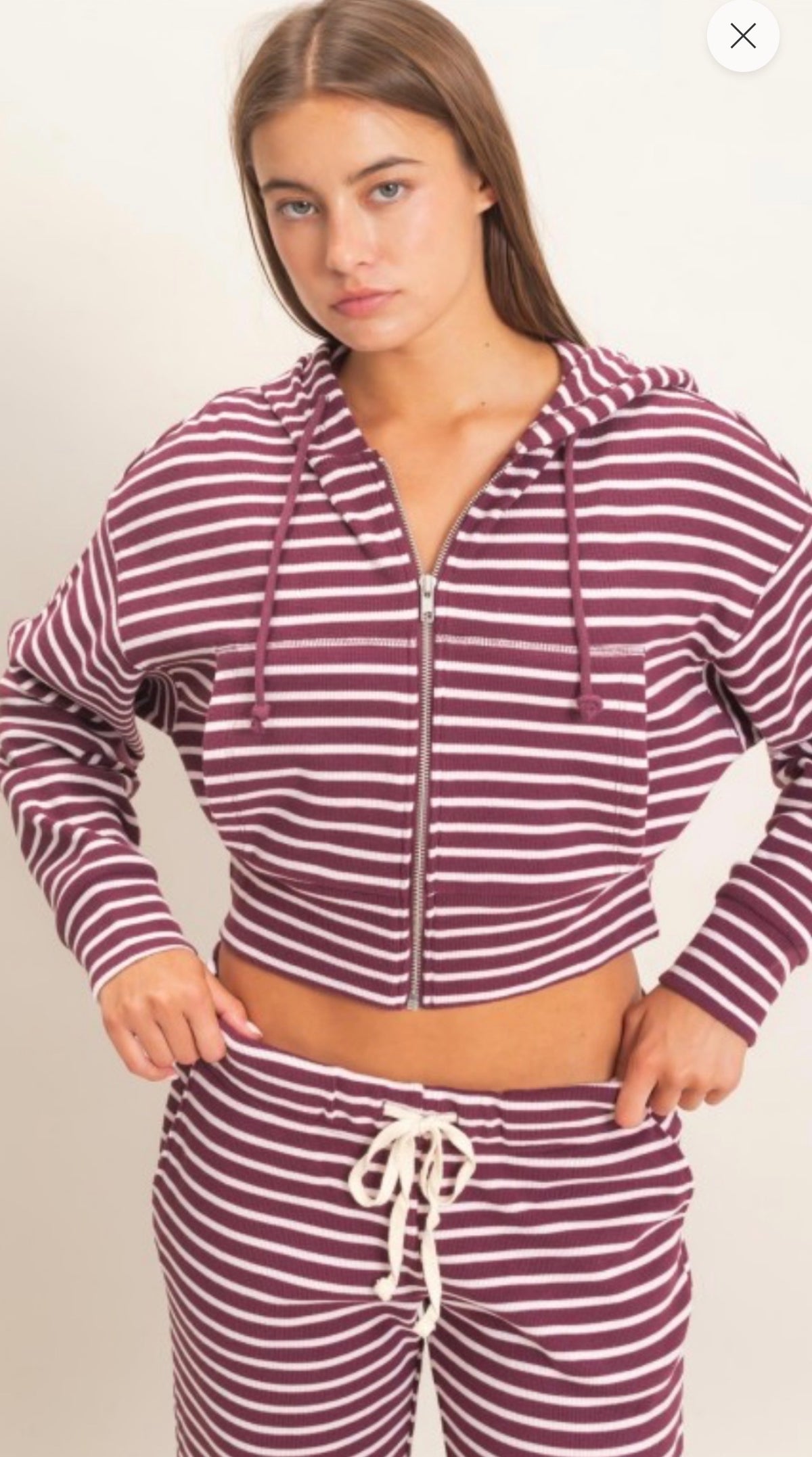 Striped Zip Up Hoodie